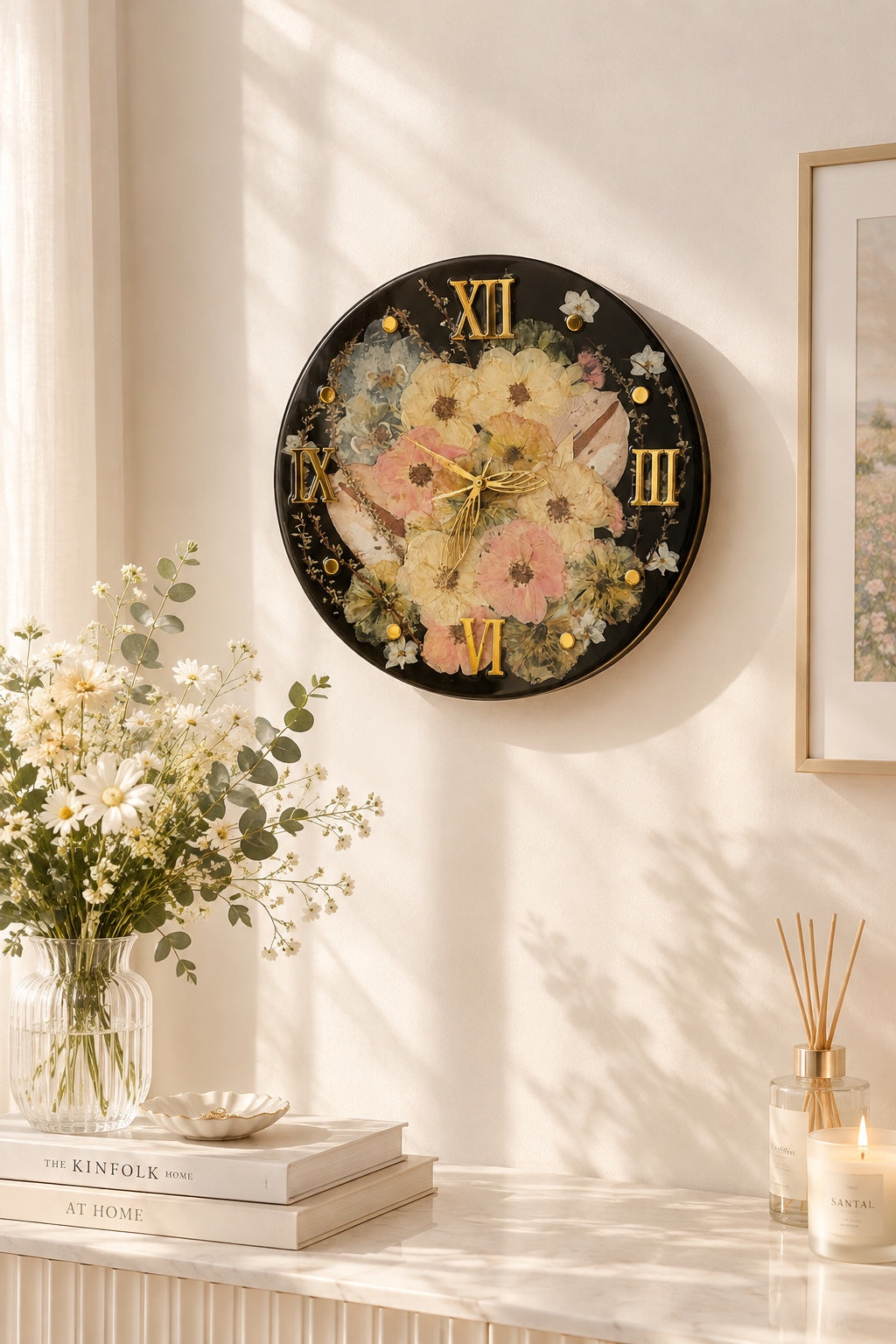 Custom Timeless Bloom Resin Clock